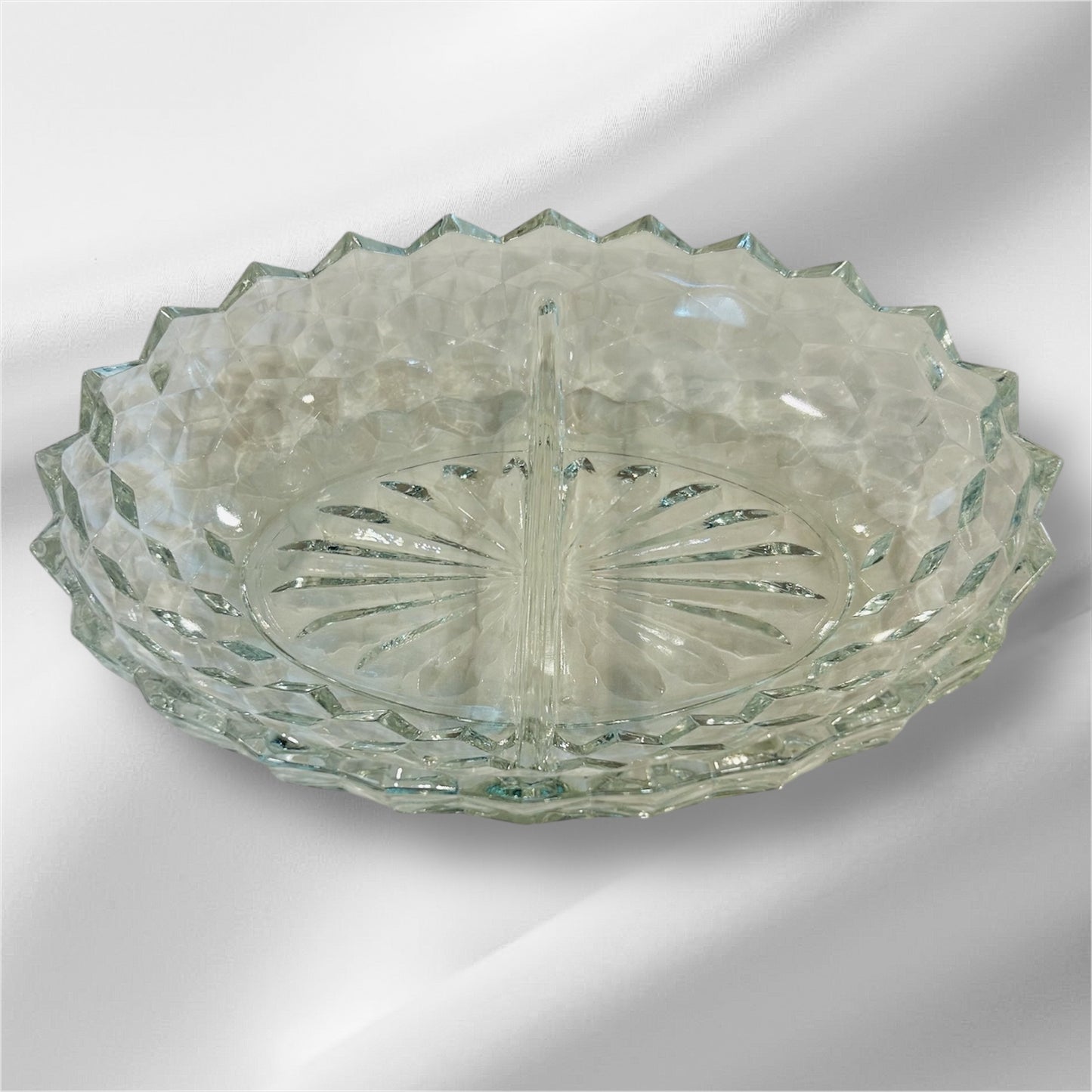 Fostoria Clear Glass Diamond Cut Tray