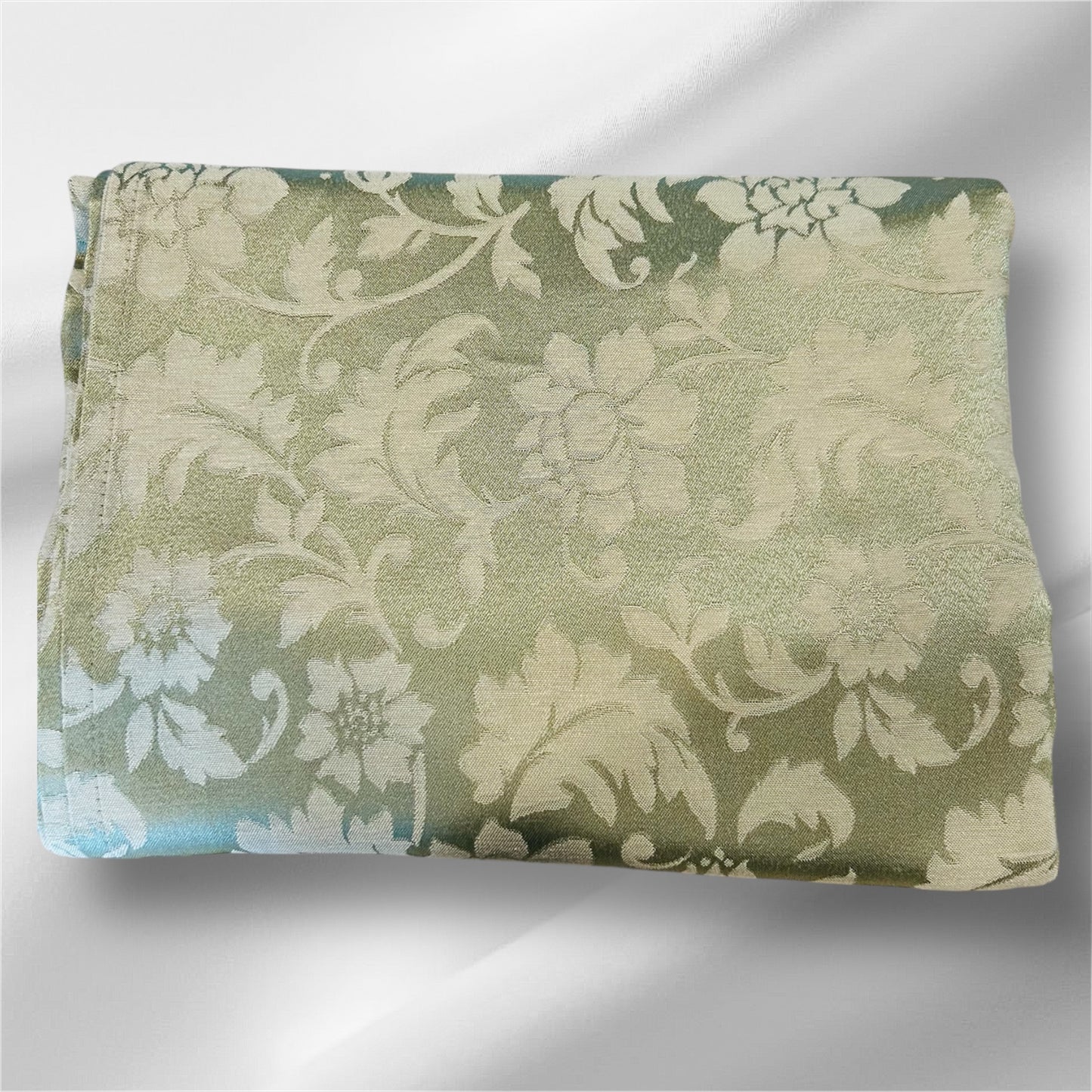 Viscose Floral Beige Sage Green Tablecloth 60"x102" Rectangular