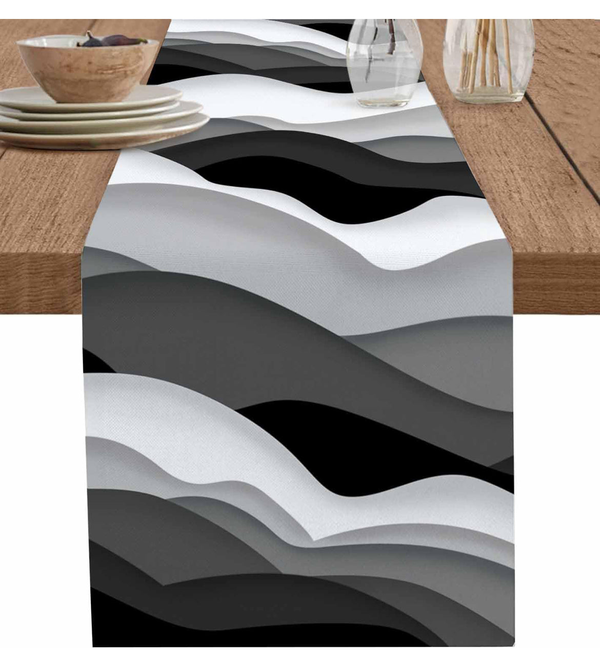 Table Runner Black Cotton-Linen Medium