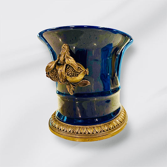 Antique Blue Oval Vase