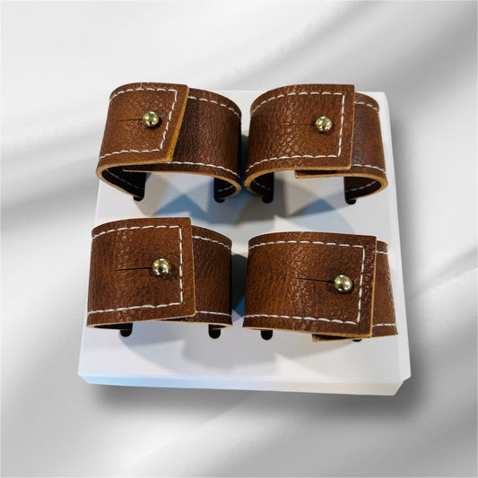 Handmade Guajira Indigenous Brown Napkin Ring Set of 4