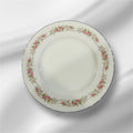Floral Green Leaves Platinum Trim Dansico Fine China Japan 7 pieces