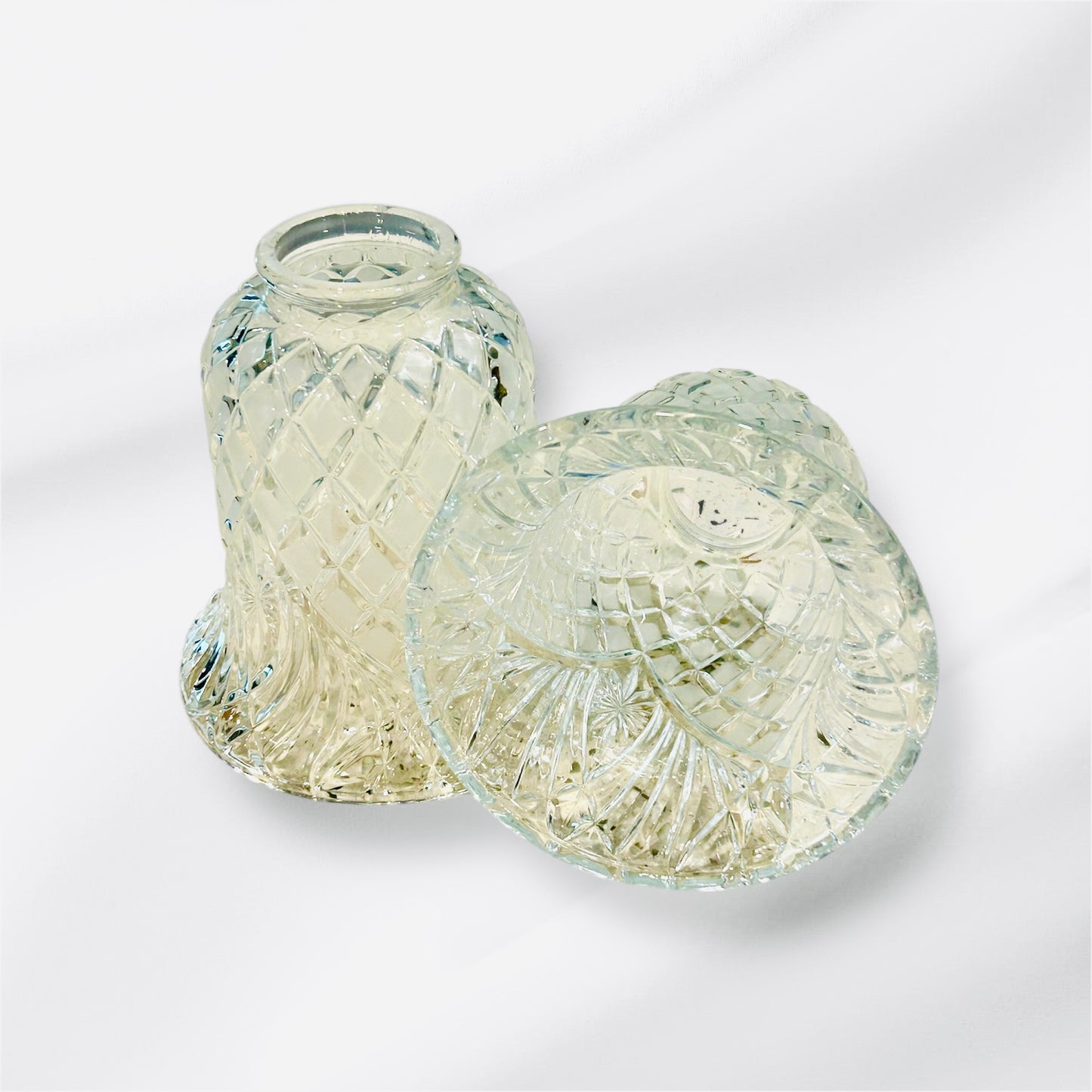 American Glass Carved Candle Holder Set