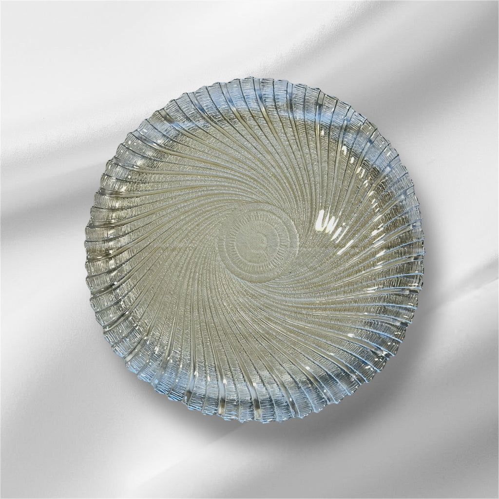 Vintage Serving Platter Swirl Design Round Clear Glass