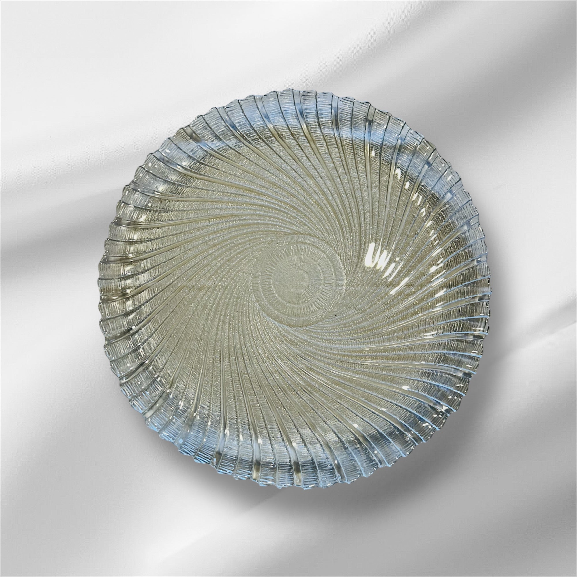 Vintage Serving Platter Swirl Design Round Clear Glass