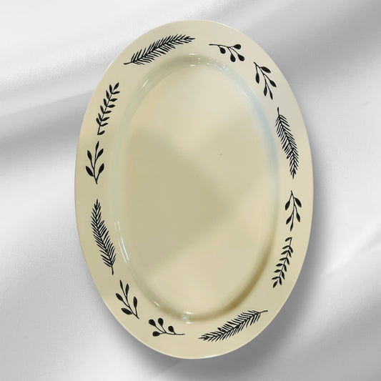 Oval Beige Leaf Platter