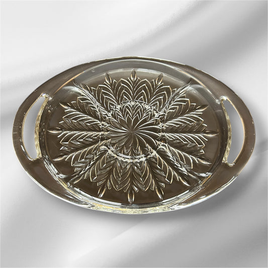 Large Jeannette Glass Feather pattern relish tray