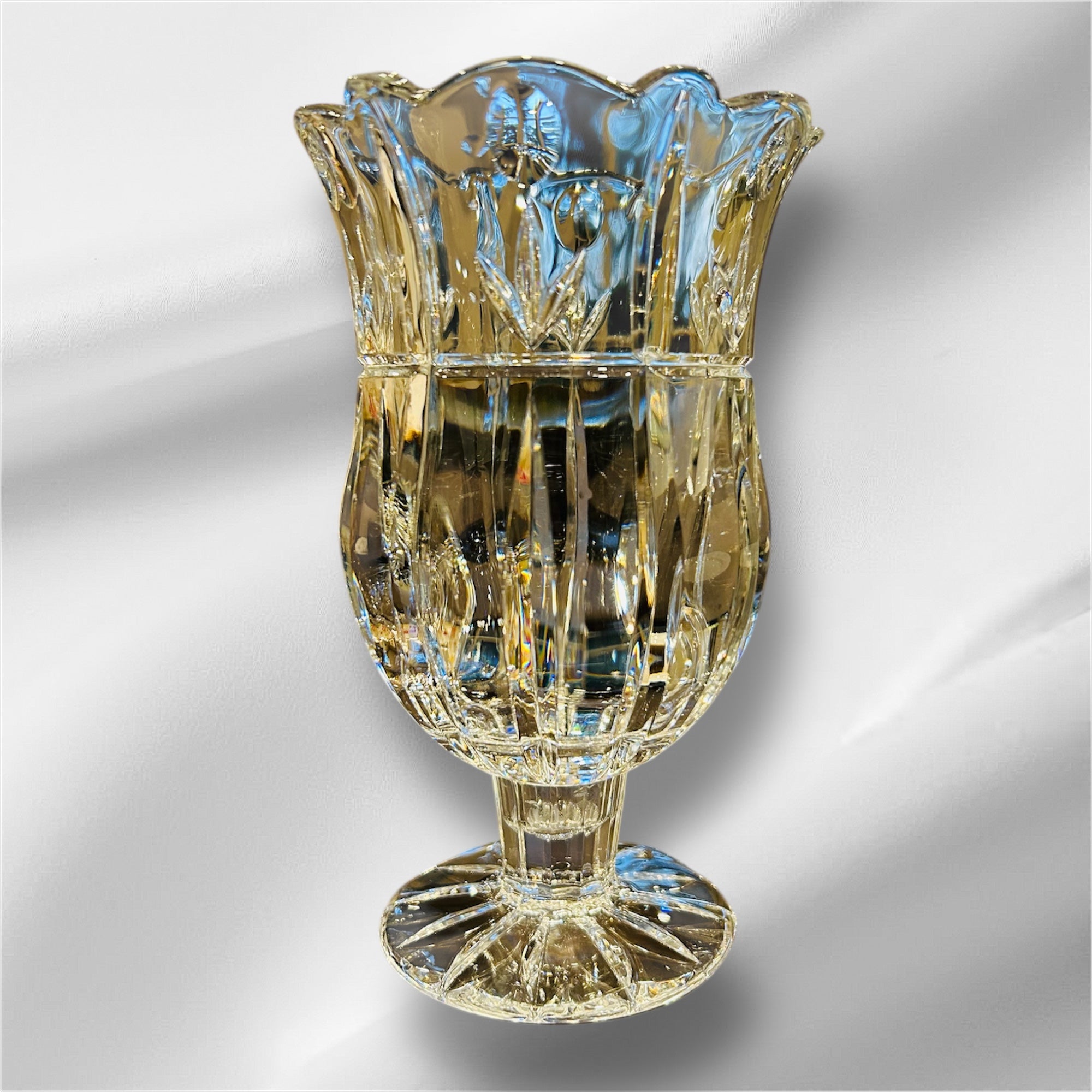 Vintage Block Lead Crystal 7" Tulip Vase