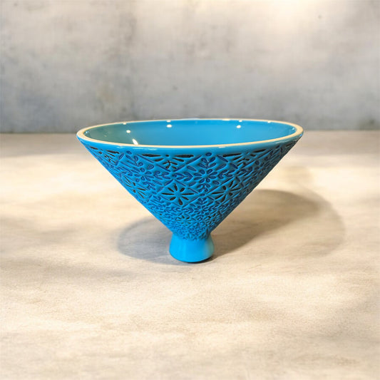 Vintage postmodern ceramic pedestal bowl.