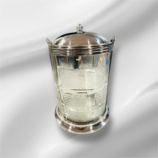 Silverplate & Crystal Cut Wine Cooler with Lid