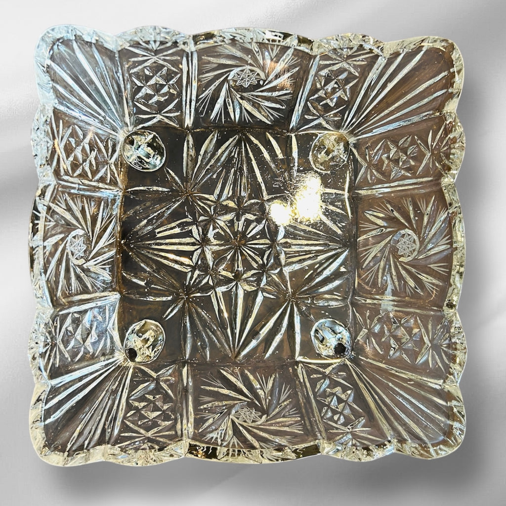Square american brilliant cut glass bowl