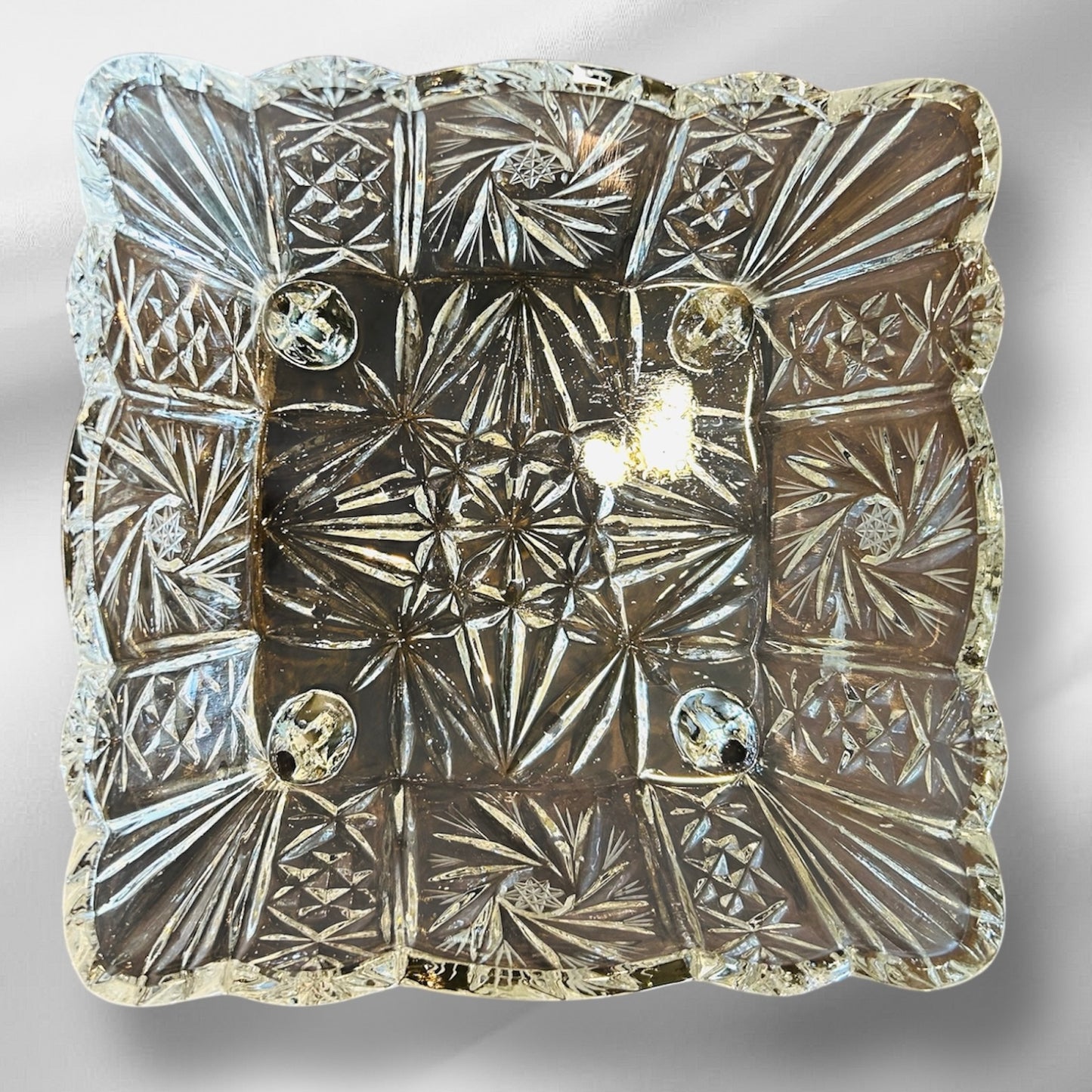 Square american brilliant cut glass bowl