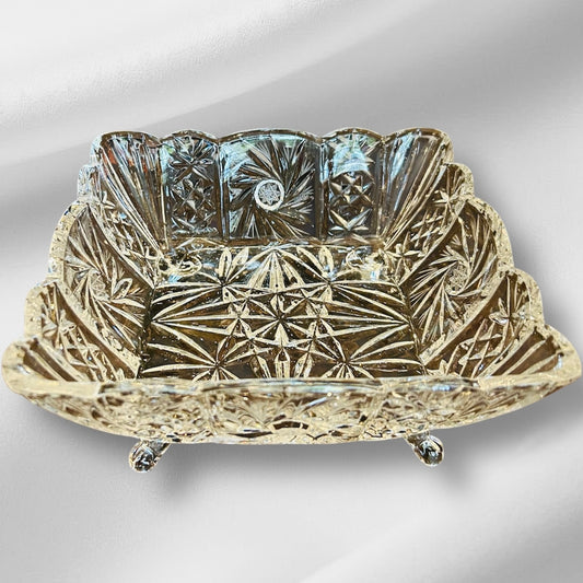 Square american brilliant cut glass bowl