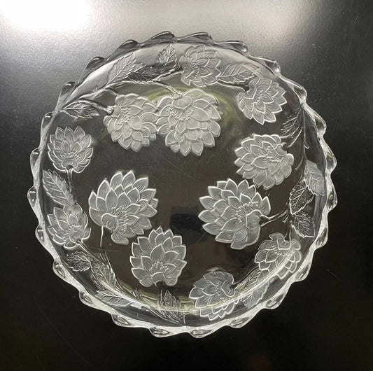 Crystal Platter Molded Design Raised Edge
