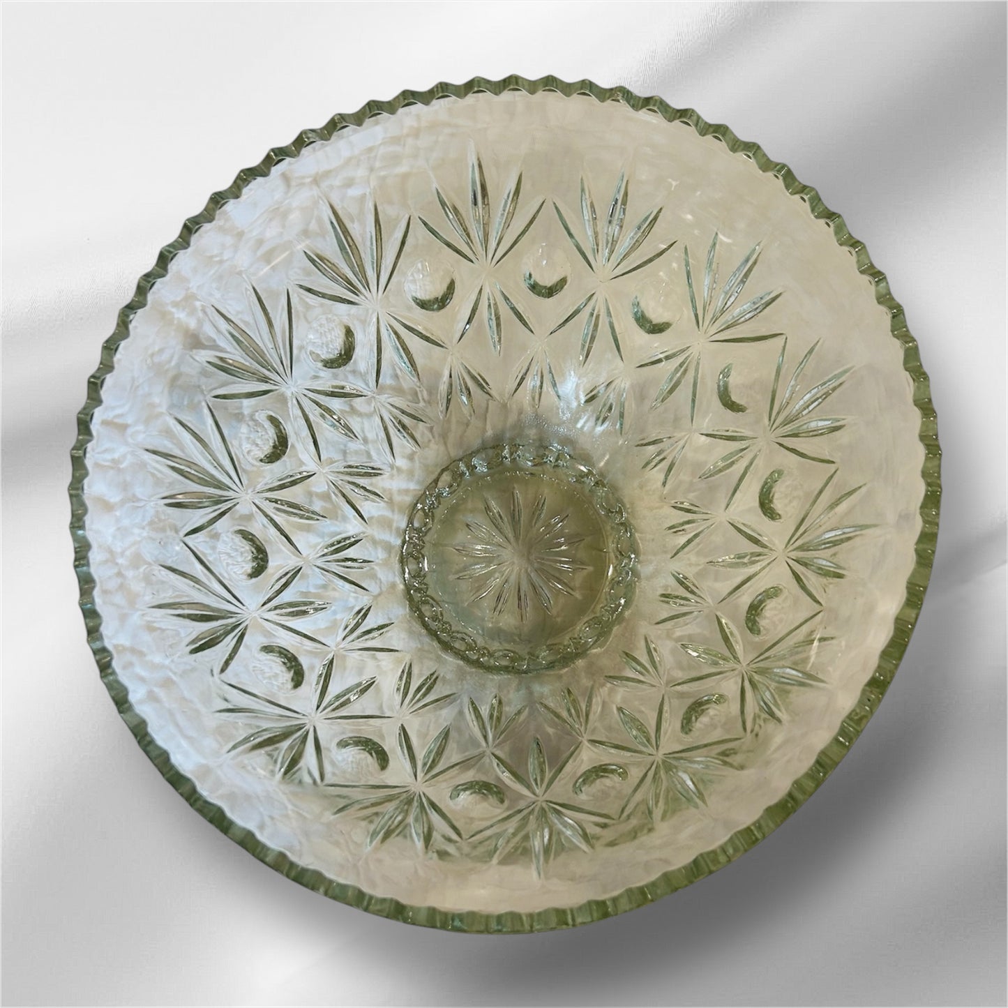 Vintage  Clear Glass Punch Bowl