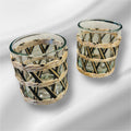 Glass Tumbler Set with Hand-Woven Straw Sleeves