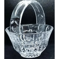Vintage Crystal Glass Basket with Handle Poland