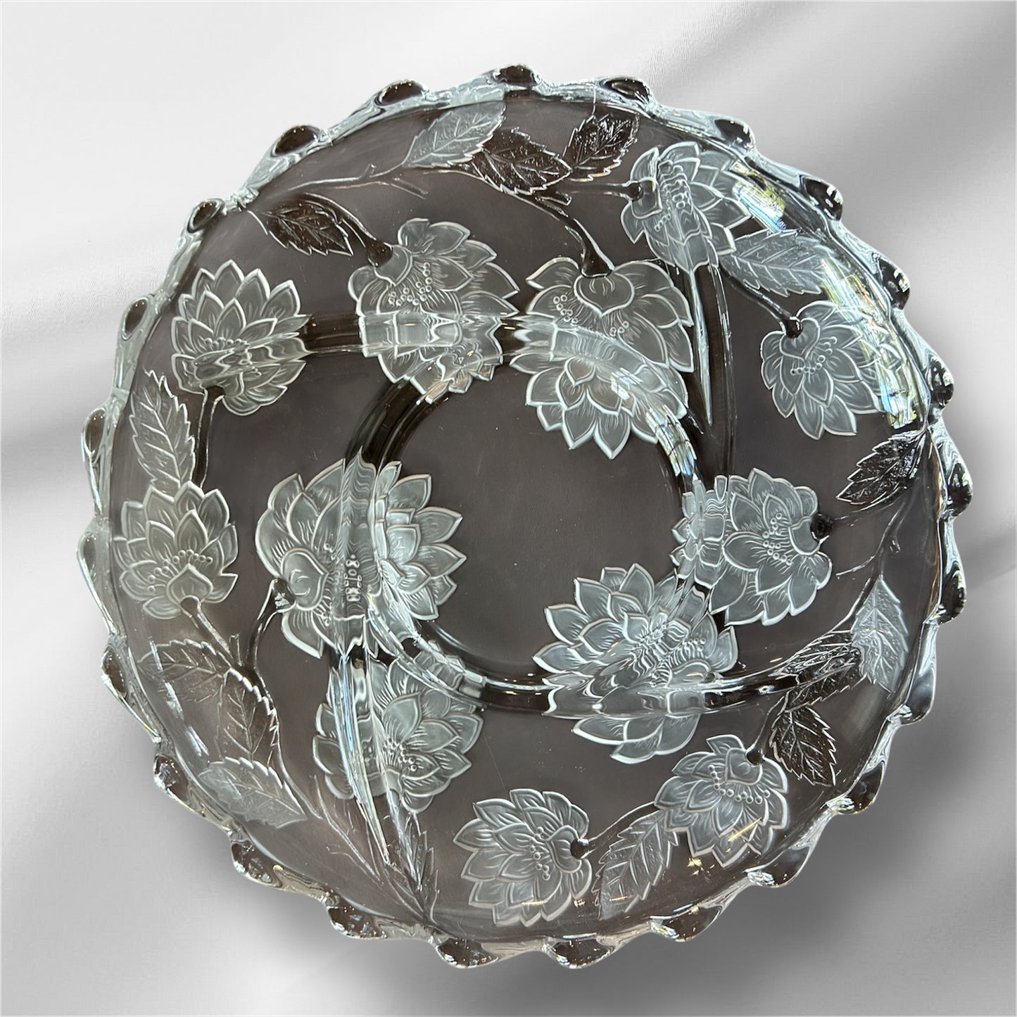 Crystal Platter Molded Design Raised Edge