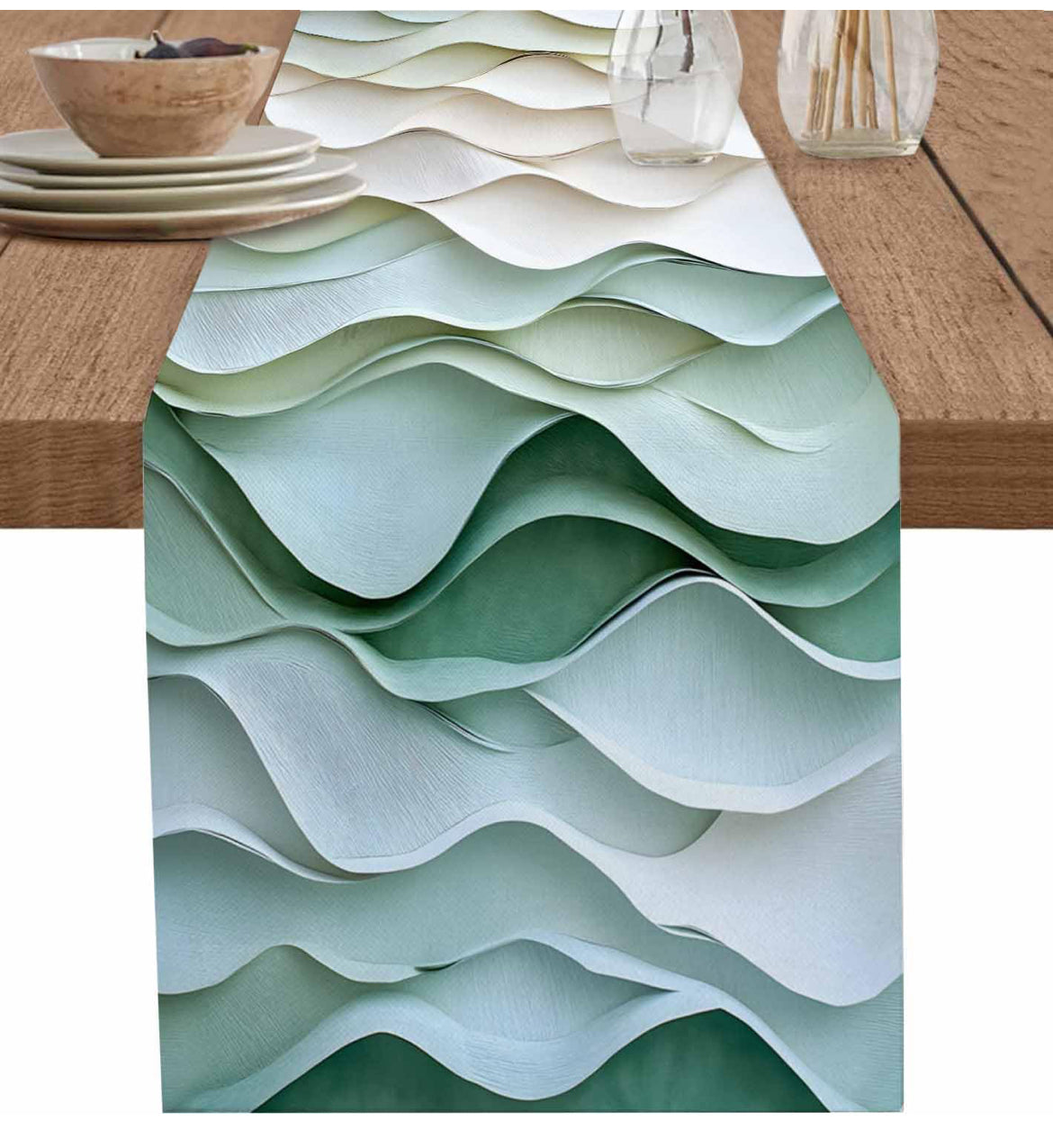 Table Runner Green Design Cotton-Linen Small