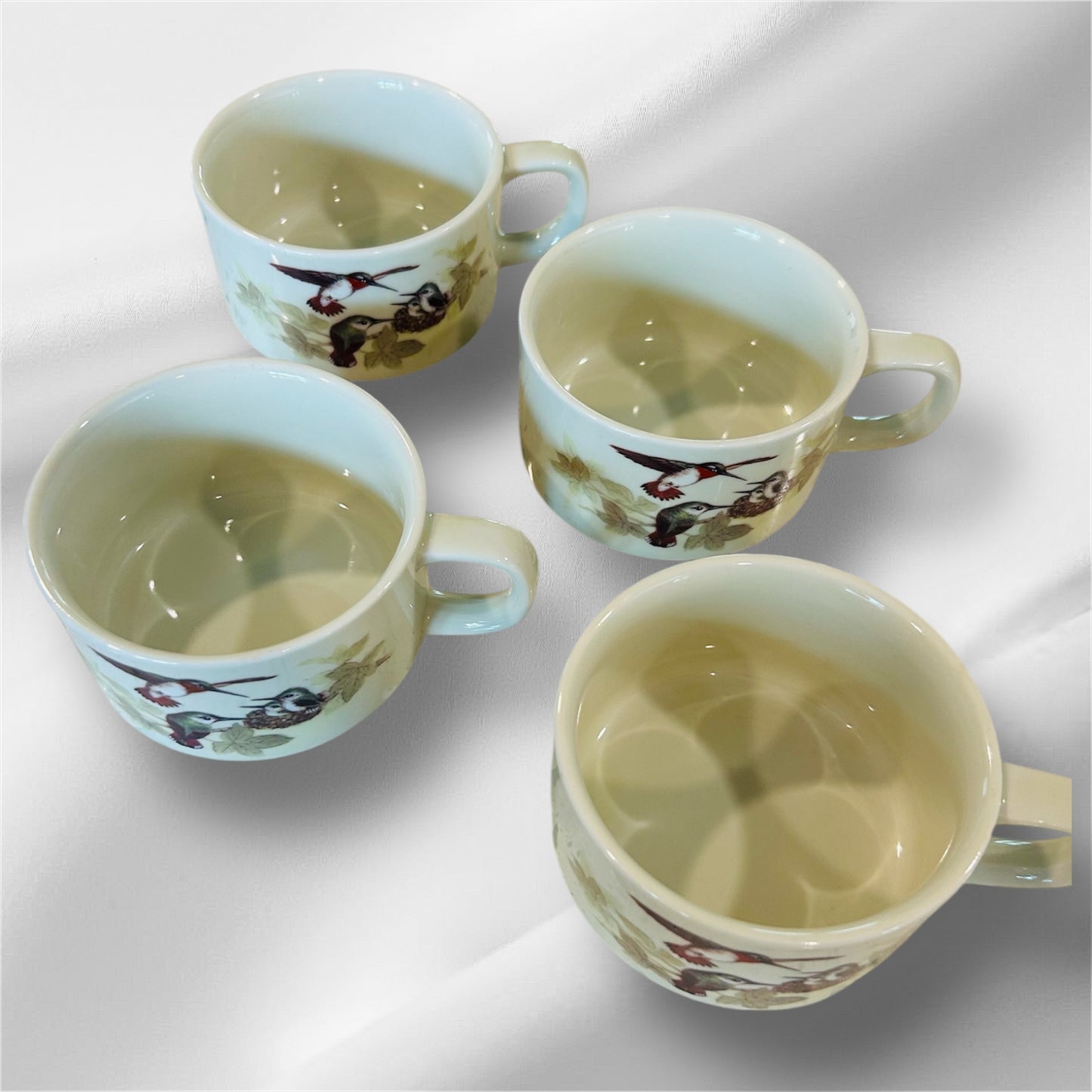 Vintage Otagiri Japan Hummingbird Porcelain Coffee Mug Set of 4