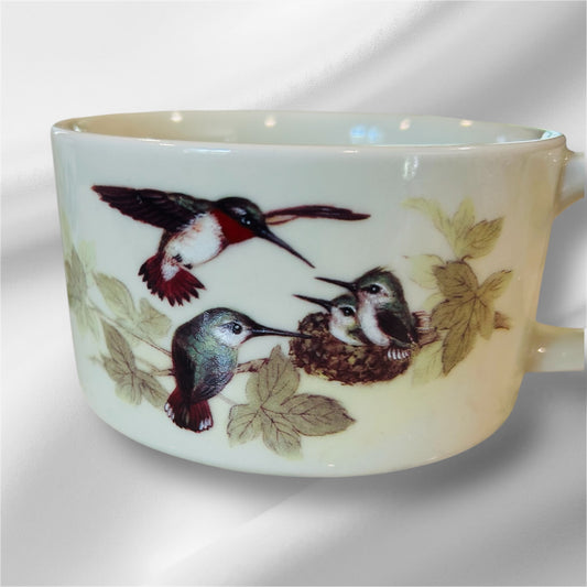 Vintage Otagiri Japan Hummingbird Porcelain Coffee Mug Set of 4