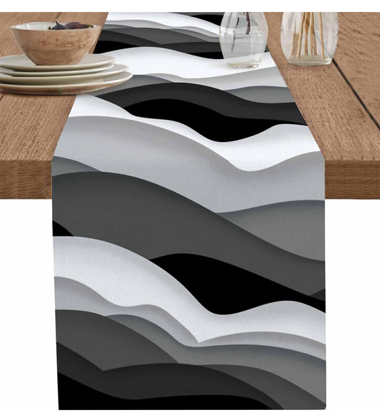 Table Runner Black Cotton-Linen Medium
