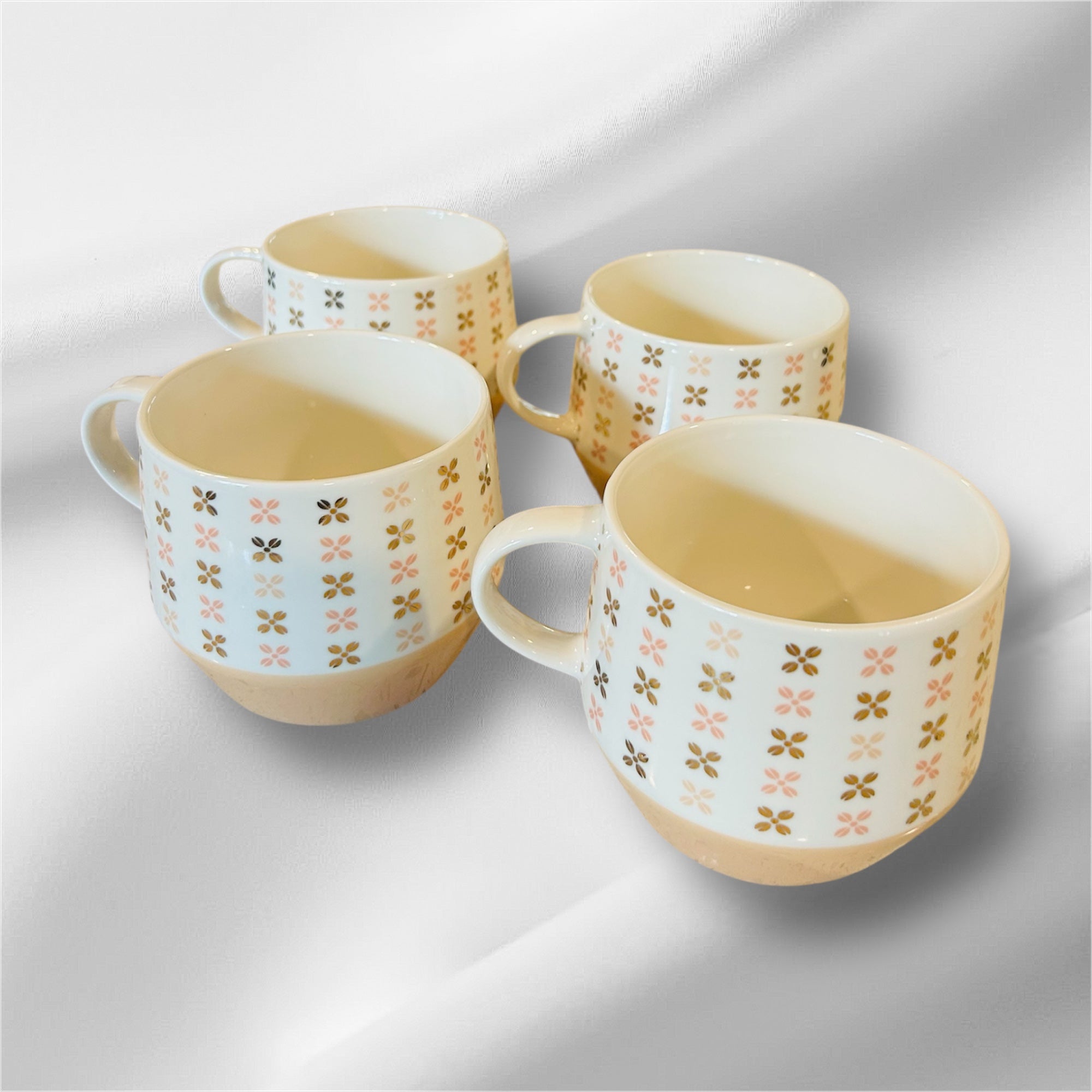 Coffee/Tea Mugs Bone China Elegant By Thirsty stone Set of 4