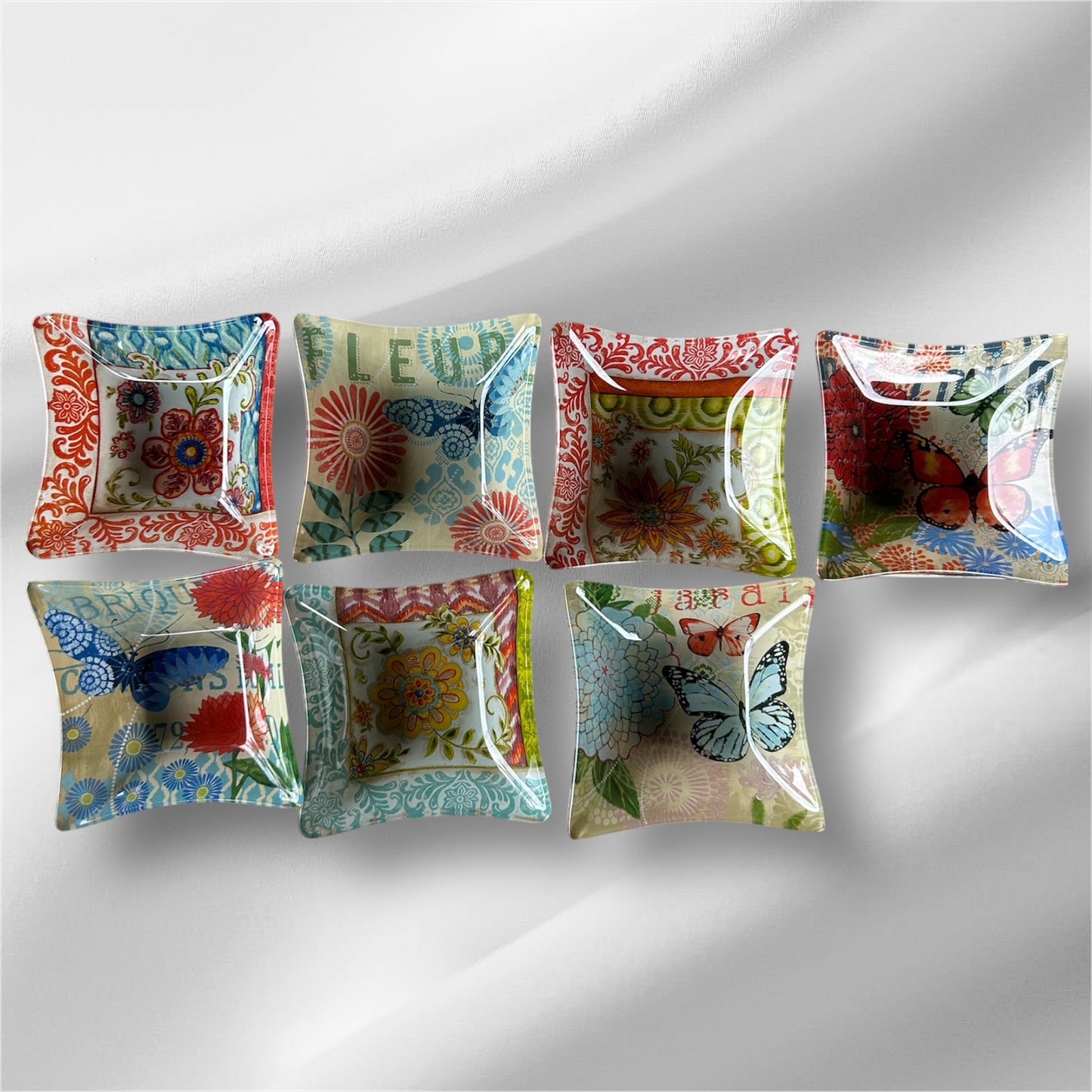Carte Postole Rectangular Decoupage Glass Tray