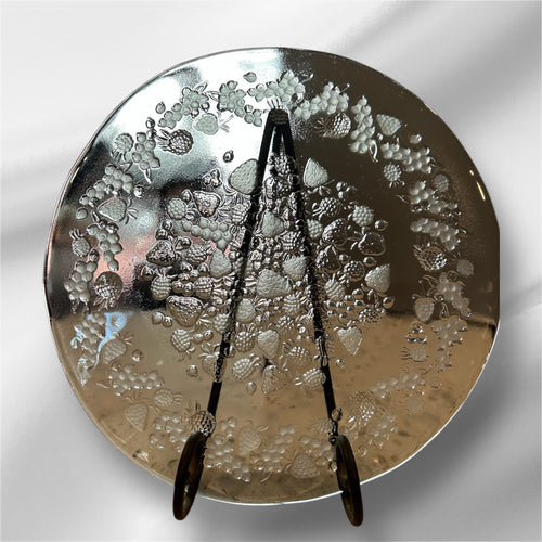 Clear Glass Serving Plate Strawberry Design 13"